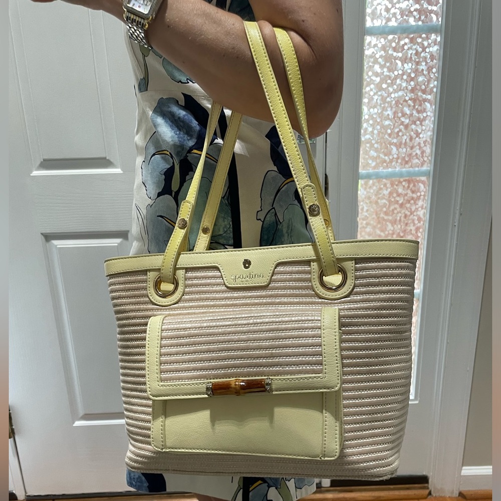 Spartina449 Bamboo Straw Leather Tote